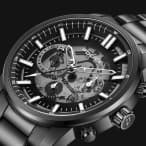 Wristwatch dial on black background